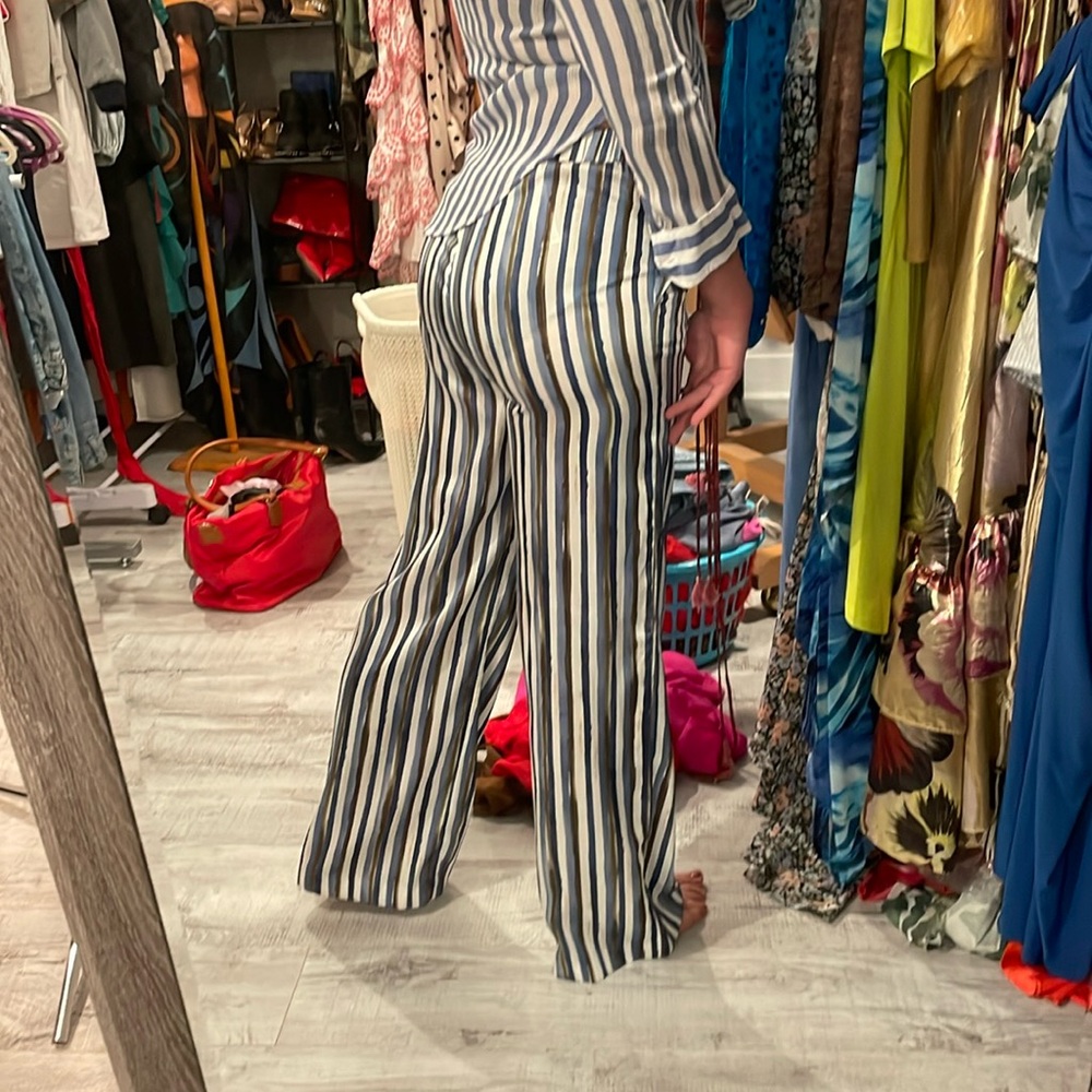 Zara Striped Mid Rise Pants - Picture 1 of 2